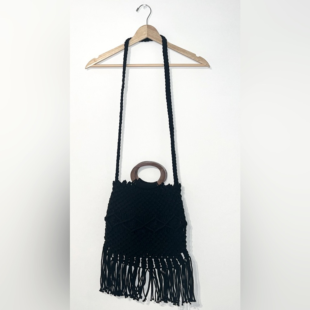 Danielle Nicole Black Crochet Bag